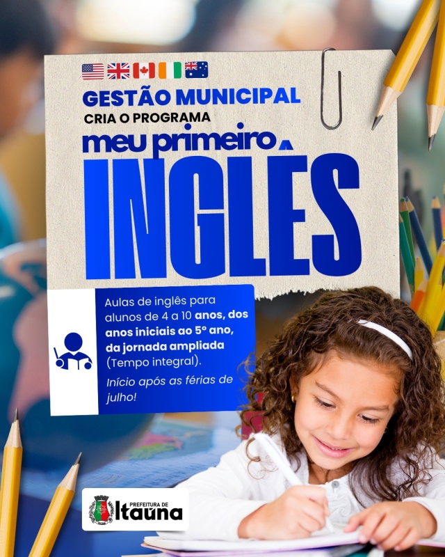 Itaúna lança programa inédito de aulas de inglês para crianças na educação pública